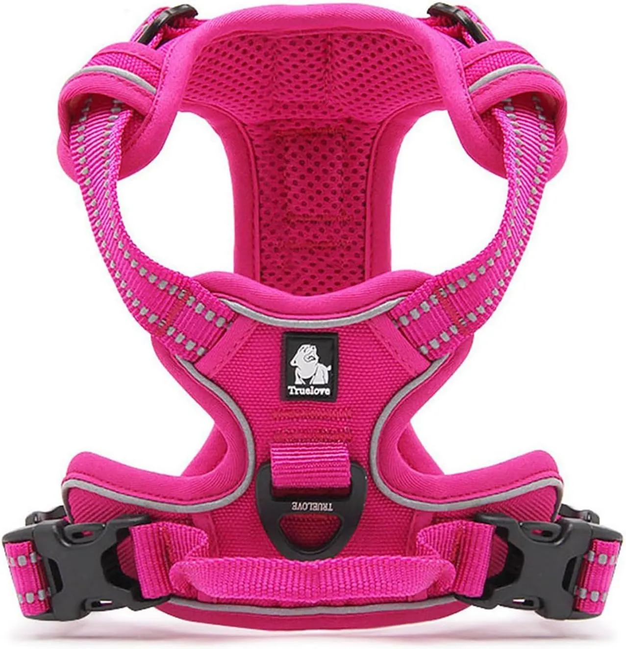 TRUE LOVE Adjustable No-Pull Dog Harness Reflective Pup Vest Harnesses Comfortable Control Brilliant Colors Truelove TLH5651(Fushcia,L)