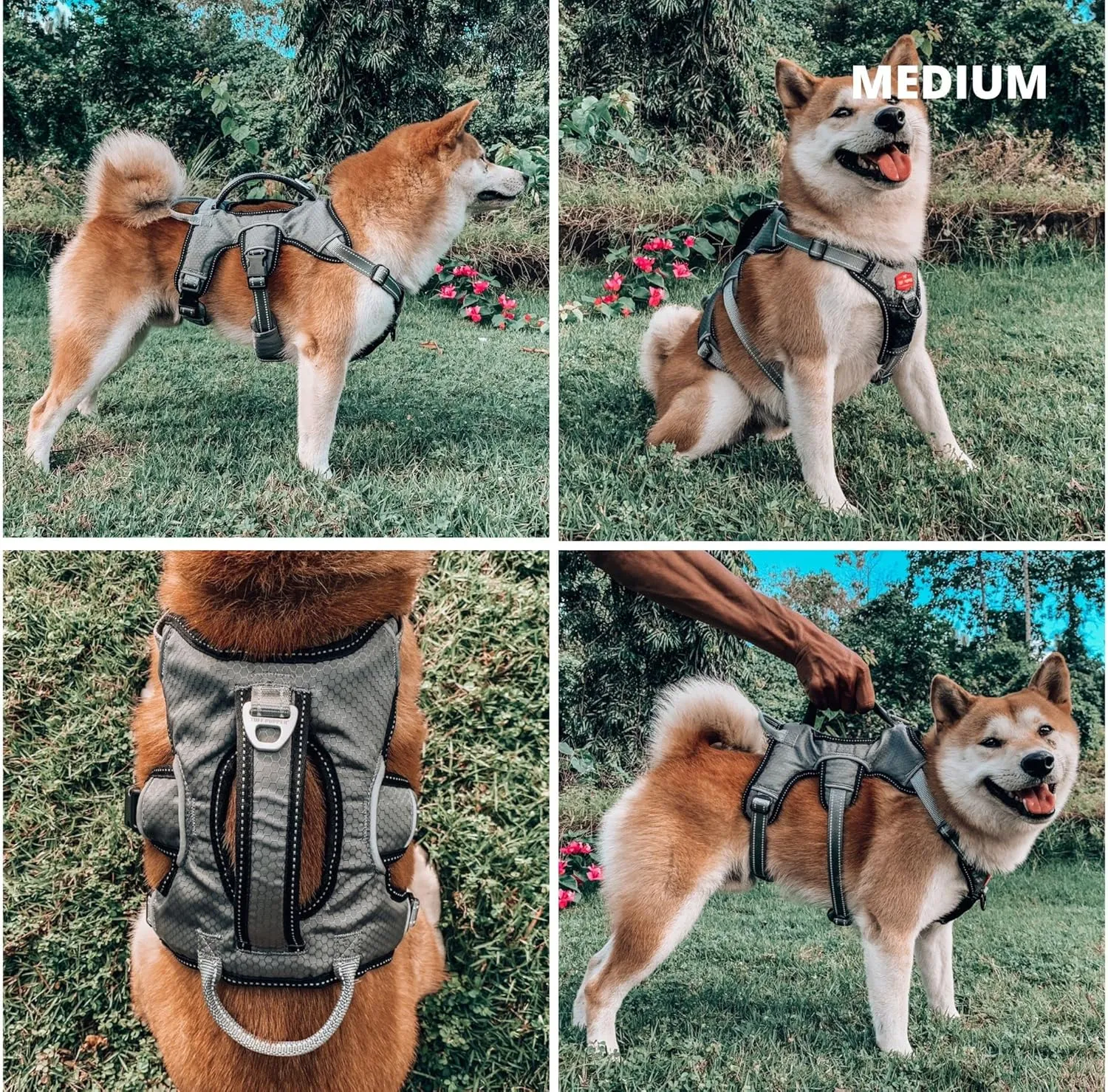 Tuff Pupper Escape Proof No Escape Dog Harness | 5 Point Adjustable Fit Harness for Dogs | Padded Dog Harnesses | Handle Dog Lift Harnesses