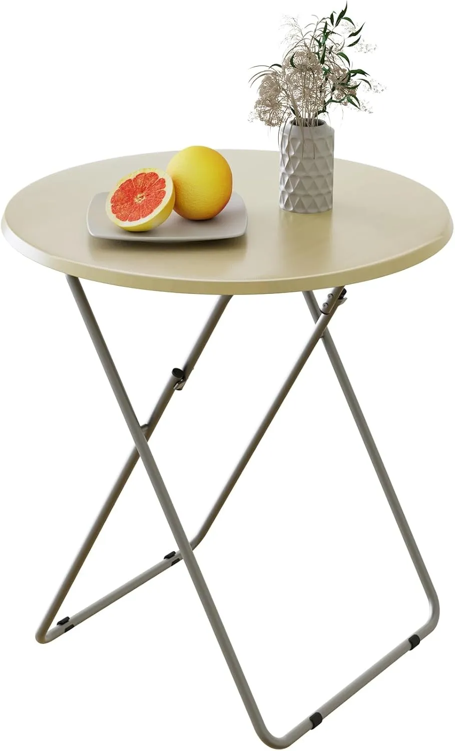 Tv Trays, Round Folding Tray Table, Dinner Tray Table with No Assembly Required&Sturdy,Snack Eating Trays Table for Living Room,17.5 x 17.5 x 26 in(Natural)