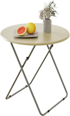 Tv Trays, Round Folding Tray Table, Dinner Tray Table with No Assembly Required&Sturdy,Snack Eating Trays Table for Living Room,17.5 x 17.5 x 26 in(Natural)