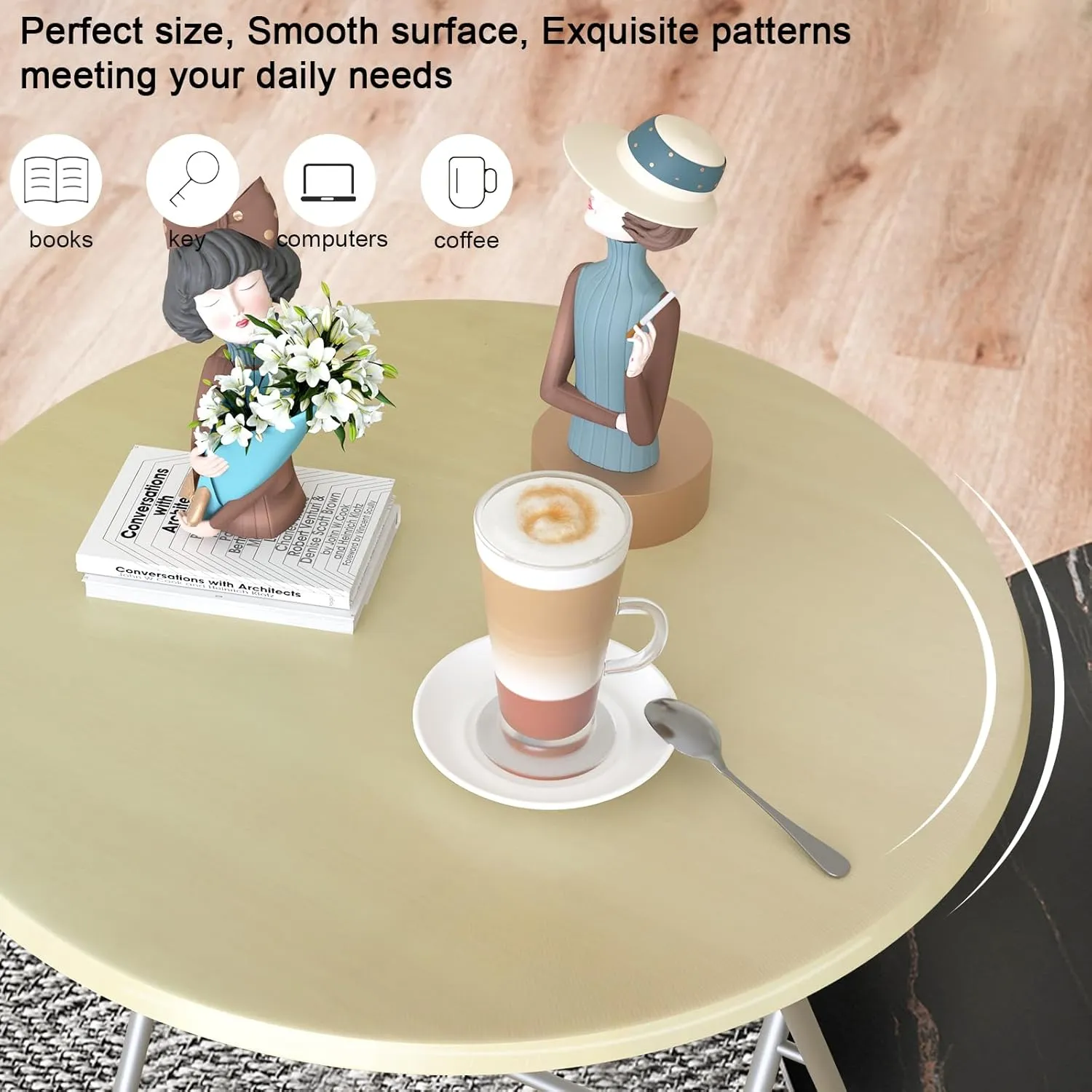 Tv Trays, Round Folding Tray Table, Dinner Tray Table with No Assembly Required&Sturdy,Snack Eating Trays Table for Living Room,17.5 x 17.5 x 26 in(Natural)