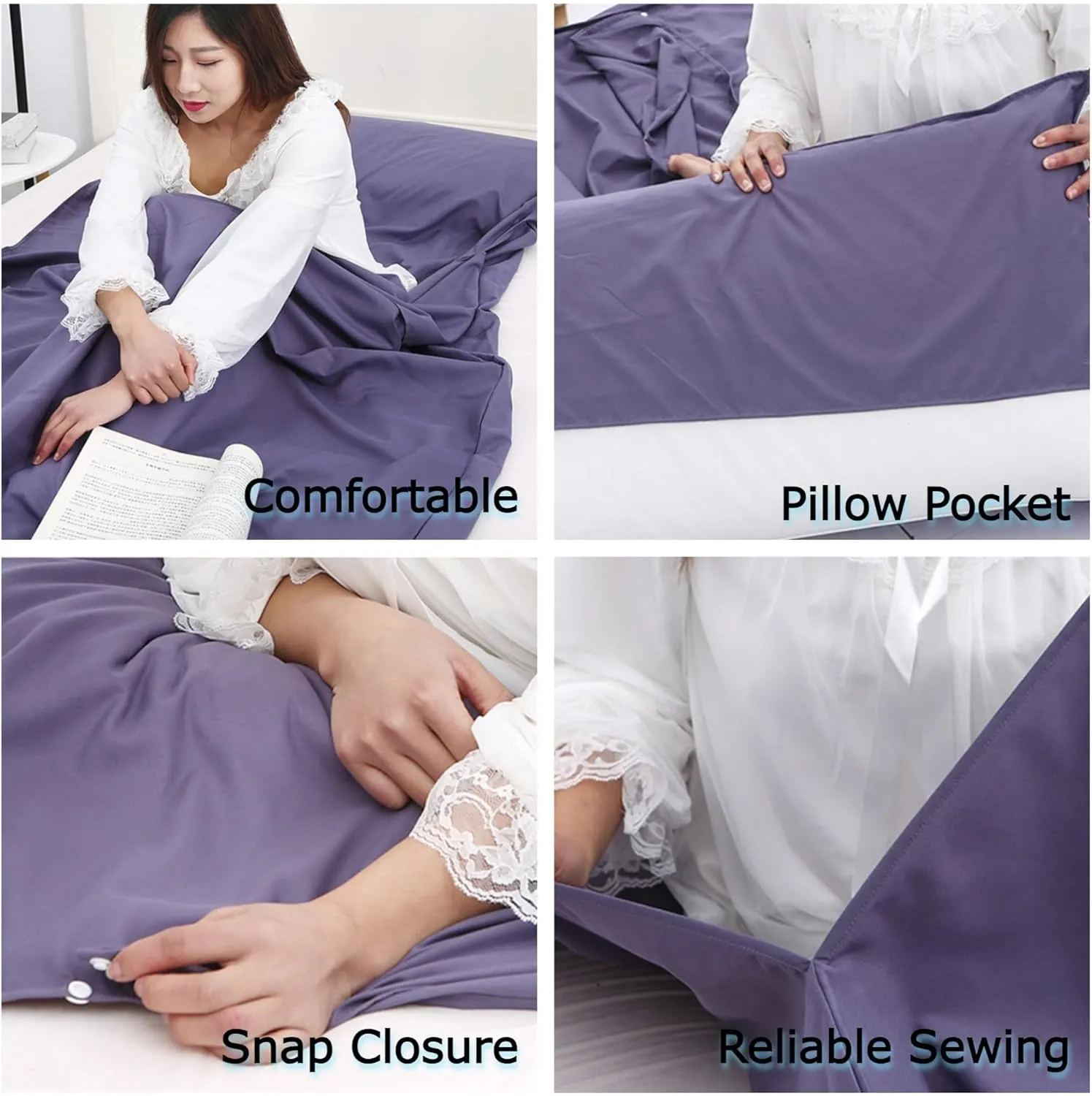 Two KAT Packable Ultralight Travel Sleeping Bag Liner, Lightweight Portable Compact Sleep Sack Sheet for Outdoor Camping Hiking Picnic Hotel