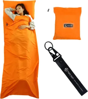 Two KAT Packable Ultralight Travel Sleeping Bag Liner, Lightweight Portable Compact Sleep Sack Sheet for Outdoor Camping Hiking Picnic Hotel