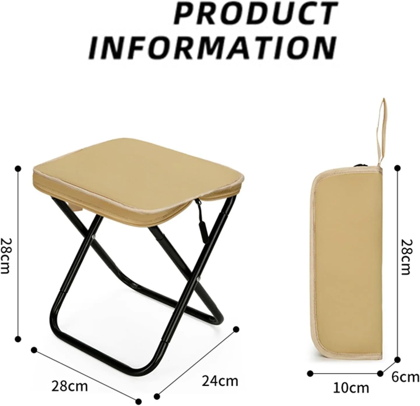 Ultra-Light Folding Stool,Foldable Stools with Carrying Bag,Mountaineering and Hiking Portable Stool,Ultralight Camping Stools for Hiking and Fishing Supports up to 265 Lbs (Black)