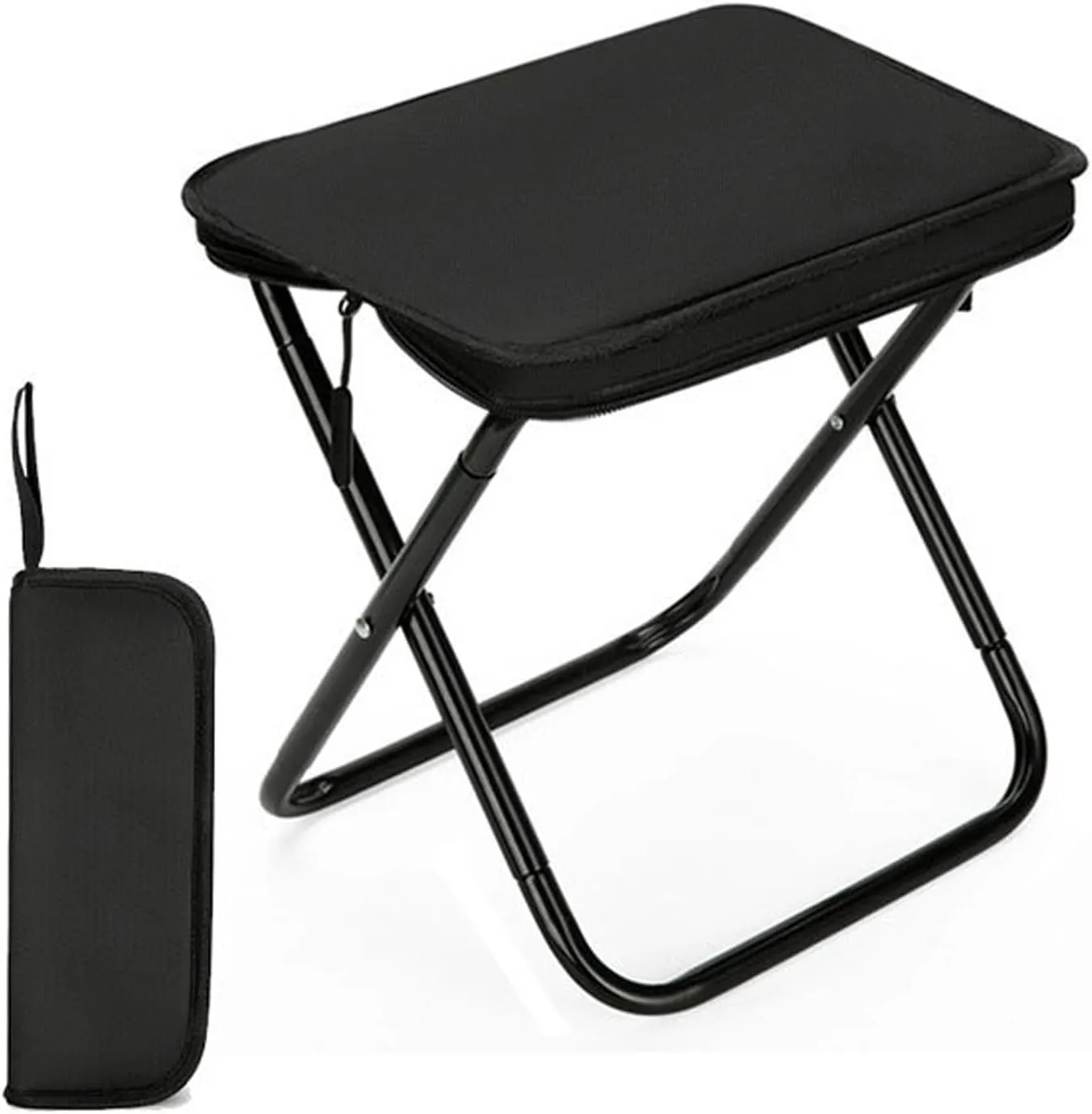 Ultra-Light Folding Stool,Foldable Stools with Carrying Bag,Mountaineering and Hiking Portable Stool,Ultralight Camping Stools for Hiking and Fishing Supports up to 265 Lbs (Black)