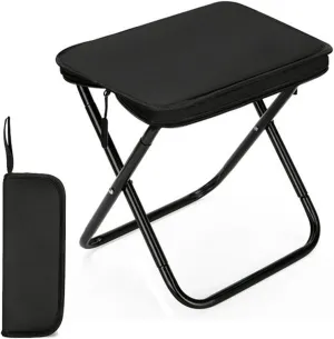 Ultra-Light Folding Stool,Foldable Stools with Carrying Bag,Mountaineering and Hiking Portable Stool,Ultralight Camping Stools for Hiking and Fishing Supports up to 265 Lbs (Black)