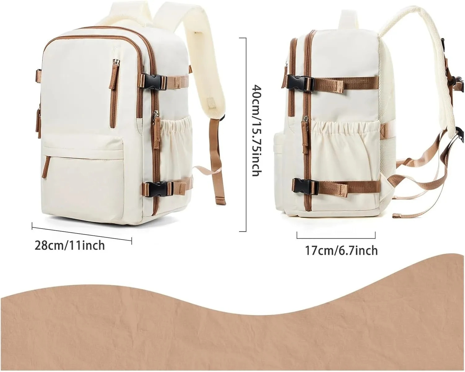 Ultralight Camping Backpack Outdoor Sports Bags Mountain Pocket Hiking Rucksack Daypack Traveling Cotton Canvas Bag(Beige)