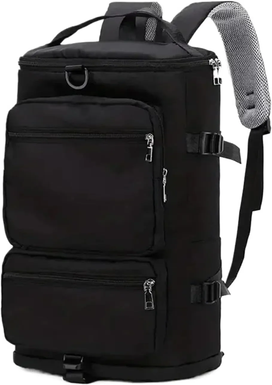 Ultralight Camping Backpack Outdoor Sports Bags Mountain Pocket Hiking Rucksack Daypack Traveling Cotton Canvas Bag(Black)