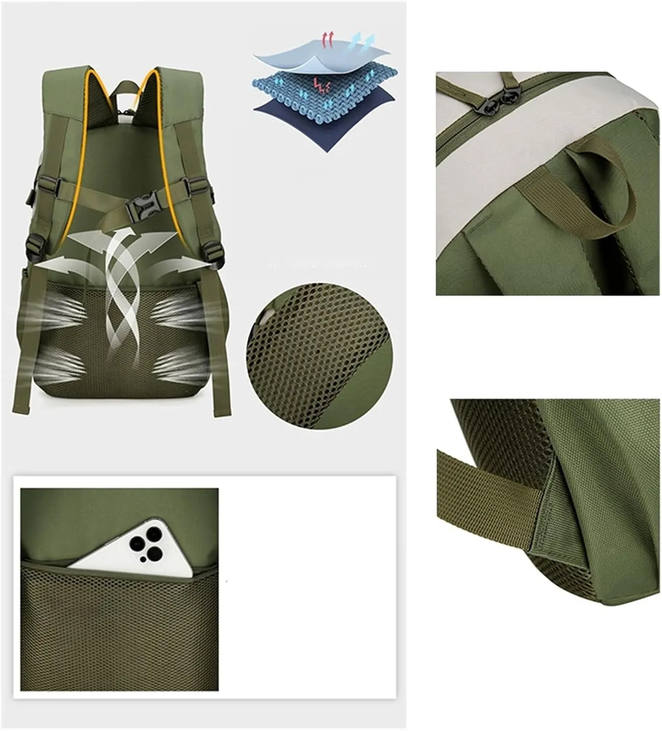 Ultralight Camping Backpack Outdoor Sports Bags Mountain Pocket Hiking Rucksack Daypack Traveling Cotton Canvas Bag(Black)