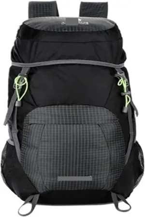 Ultralight Camping Backpack Outdoor Sports Bags Mountain Pocket Hiking Rucksack Daypack Traveling Cotton Canvas Bag(Foldable Black 2)