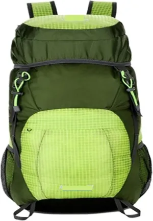 Ultralight Camping Backpack Outdoor Sports Bags Mountain Pocket Hiking Rucksack Daypack Traveling Cotton Canvas Bag(Foldable Green)