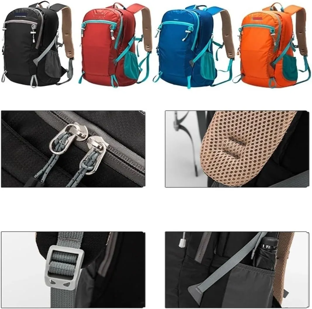 Ultralight Camping Backpack Outdoor Sports Bags Mountain Pocket Hiking Rucksack Daypack Traveling Cotton Canvas Bag(L - Dark green)