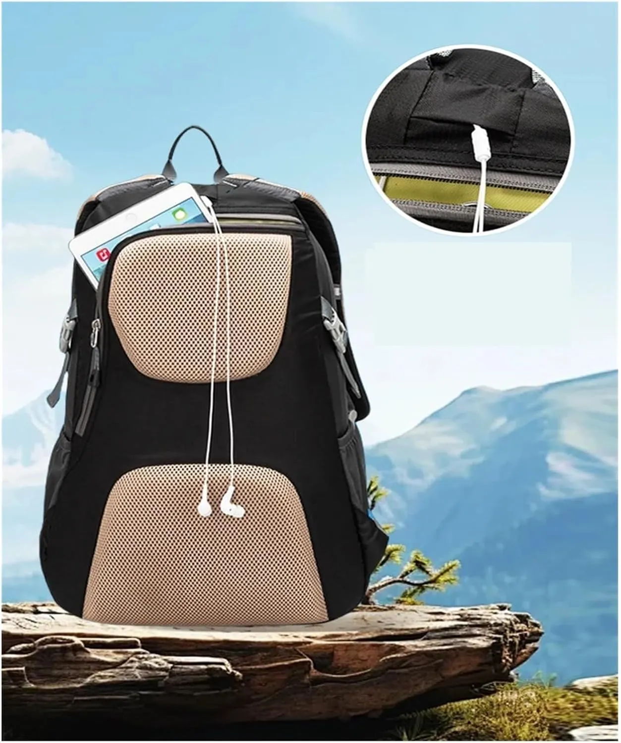 Ultralight Camping Backpack Outdoor Sports Bags Mountain Pocket Hiking Rucksack Daypack Traveling Cotton Canvas Bag(L - Dark green)