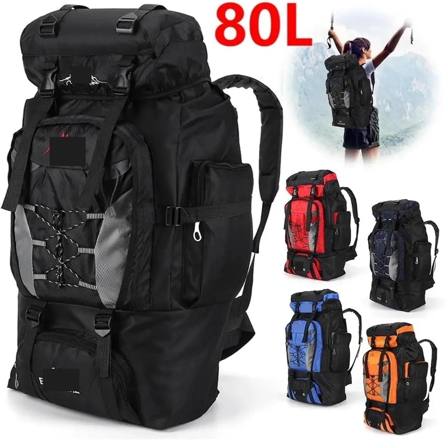Ultralight Camping Backpack Outdoor Sports Bags Mountain Pocket Hiking Rucksack Daypack Traveling Cotton Canvas Bag(Orange)