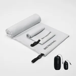 Ultralight Quick Dry Towel, Extra Large&Small 2 Pack Microfiber Towels with Compact Packable Pocket for Lightweight Backpacking Travel Beach Gym Camping & Swimming Sports(Gray 2 Set)