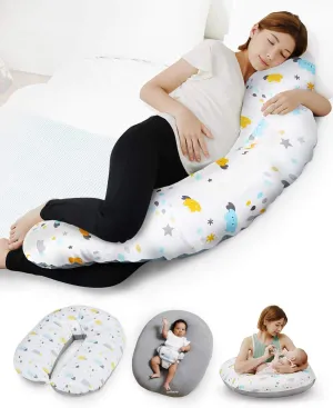 Unilove Hopo 7-in-1 Pregnancy & Nursing Pillow - Pregnancy Pillows for Sleeping - Pregnant mom Gift Essentials for Breastfeeding, Side Sleeping - 2 Washable Covers, Weather Icon