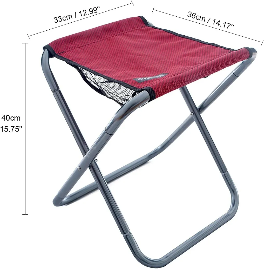 UNISTRENGH Folding Camping Stool Aluminum Alloy Portable Lightweight Camp Chair for Outdoor Drawing Picnic Fishing Hunting Hiking BBQ (Red)