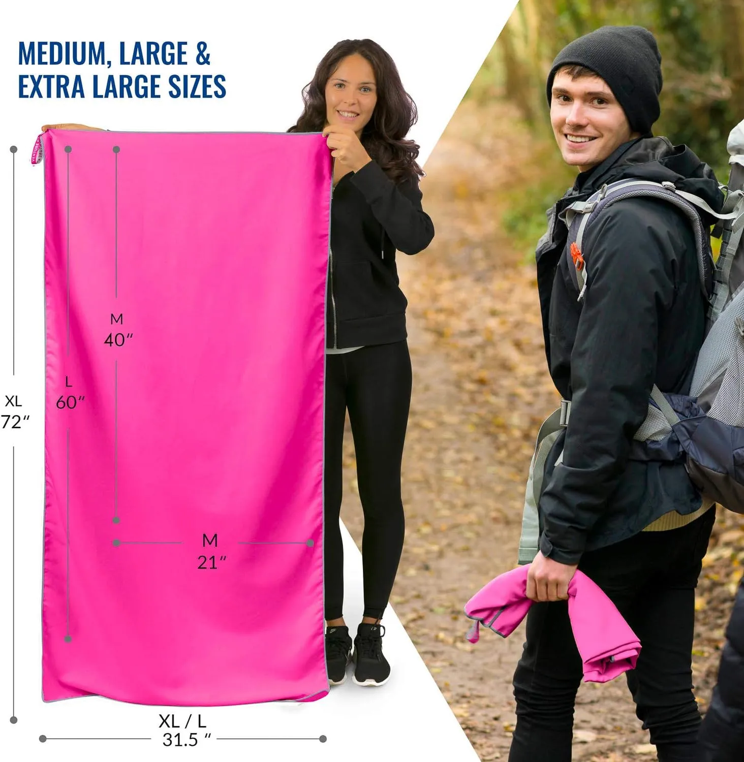 VENTURE 4TH Quick Dry Travel Towel - Fast Drying Ultra Soft Microfiber Towels - Essential for Camping, Backpacking, Yoga, Swimming, Gym, Sports and Beach - 3 Compact Sizes