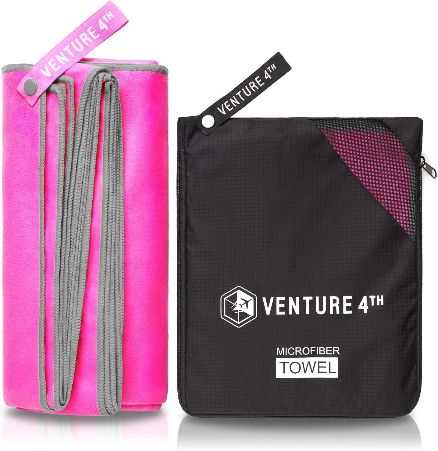 VENTURE 4TH Quick Dry Travel Towel - Fast Drying Ultra Soft Microfiber Towels - Essential for Camping, Backpacking, Yoga, Swimming, Gym, Sports and Beach - 3 Compact Sizes