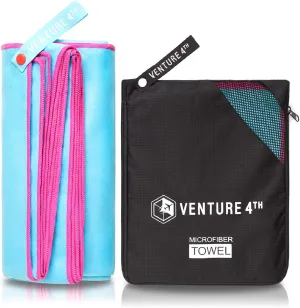 VENTURE 4TH Quick Dry Travel Towel - Fast Drying Ultra Soft Microfiber Towels - Essential for Camping, Backpacking, Yoga, Swimming, Gym, Sports and Beach - 3 Compact Sizes