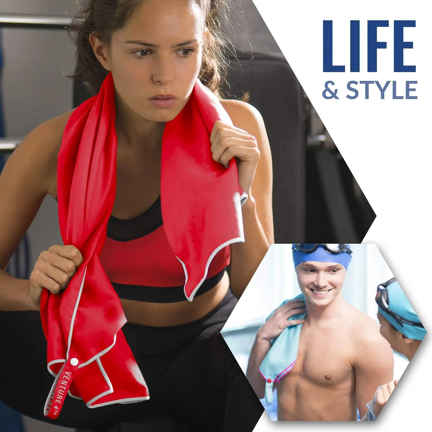 VENTURE 4TH Quick Dry Travel Towel - Fast Drying Ultra Soft Microfiber Towels - Essential for Camping, Backpacking, Yoga, Swimming, Gym, Sports and Beach - 3 Compact Sizes