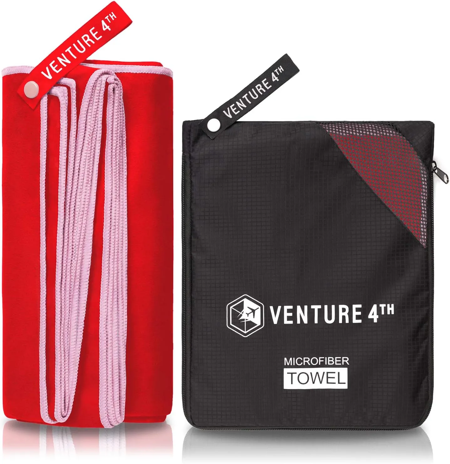 VENTURE 4TH Quick Dry Travel Towel - Fast Drying Ultra Soft Microfiber Towels - Essential for Camping, Backpacking, Yoga, Swimming, Gym, Sports and Beach - 3 Compact Sizes
