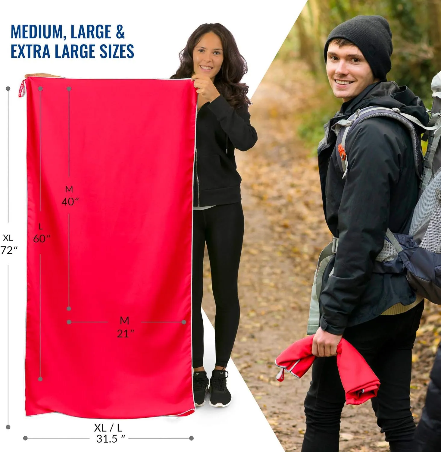 VENTURE 4TH Quick Dry Travel Towel - Fast Drying Ultra Soft Microfiber Towels - Essential for Camping, Backpacking, Yoga, Swimming, Gym, Sports and Beach - 3 Compact Sizes