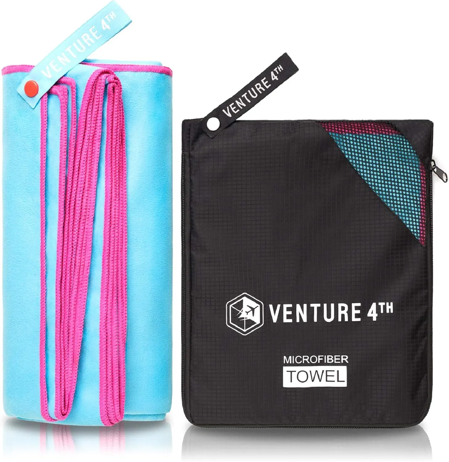 VENTURE 4TH Quick Dry Travel Towel - Fast Drying Ultra Soft Microfiber Towels - Essential for Camping, Backpacking, Yoga, Swimming, Gym, Sports and Beach - 3 Compact Sizes
