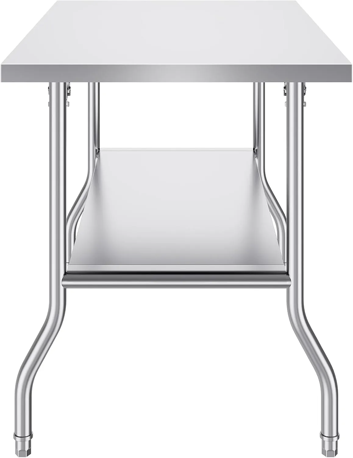 VEVOR Commercial Worktable Workstation 48x30 Inch Folding Commercial Prep Table, Double-Shelf Stainless Steel Folding Table, Kitchen Work Table with 772 lbs Load Silver Stainless Steel Kitchen Island