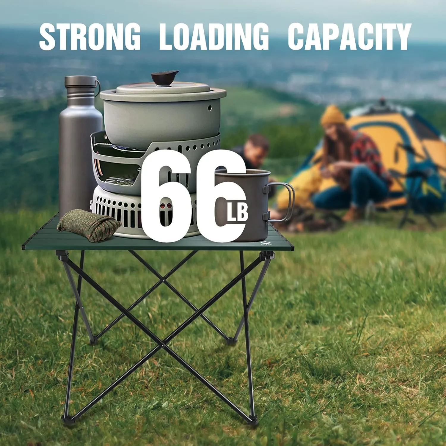 VILLEY Portable Camping Side Table, Ultralight Aluminum Folding Beach Table with Carry Bag for Outdoor Cooking, Picnic, Camp, Boat, Travel