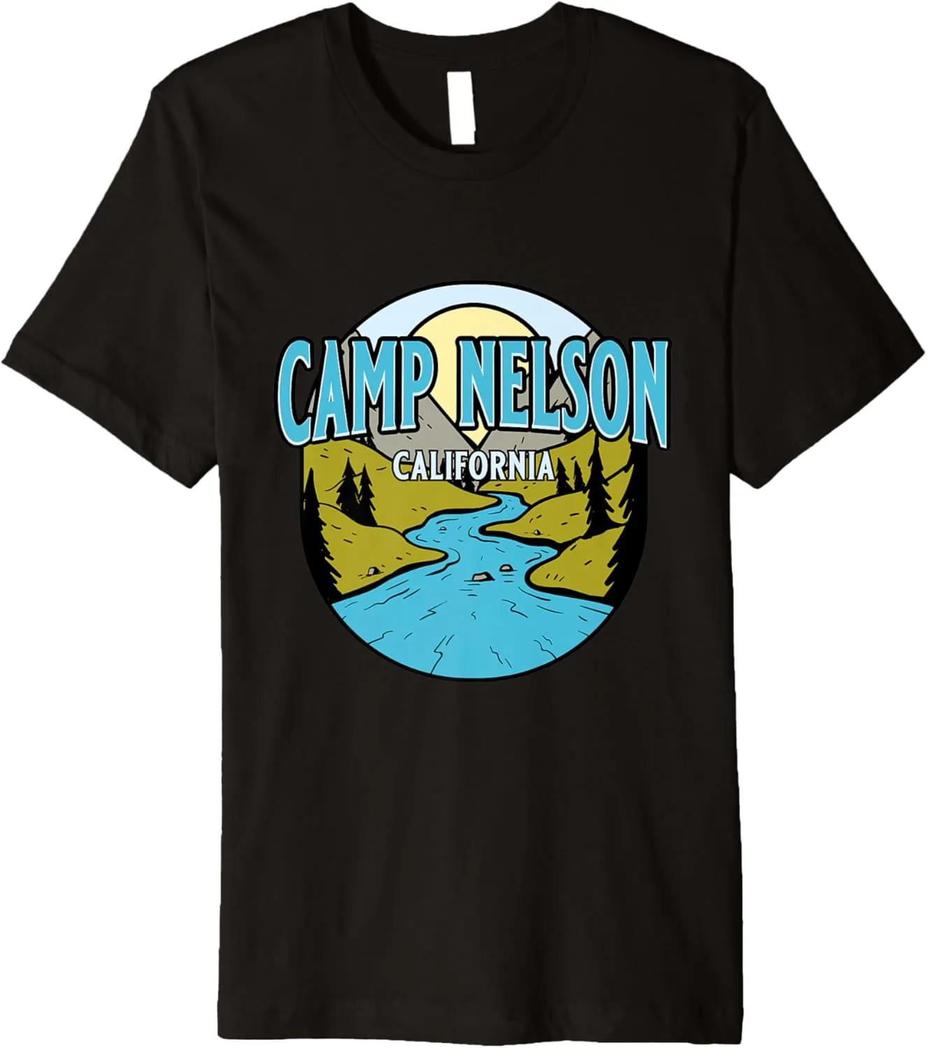 Vintage Camp Nelson, California River Valley Souvenir Print Premium T-Shirt