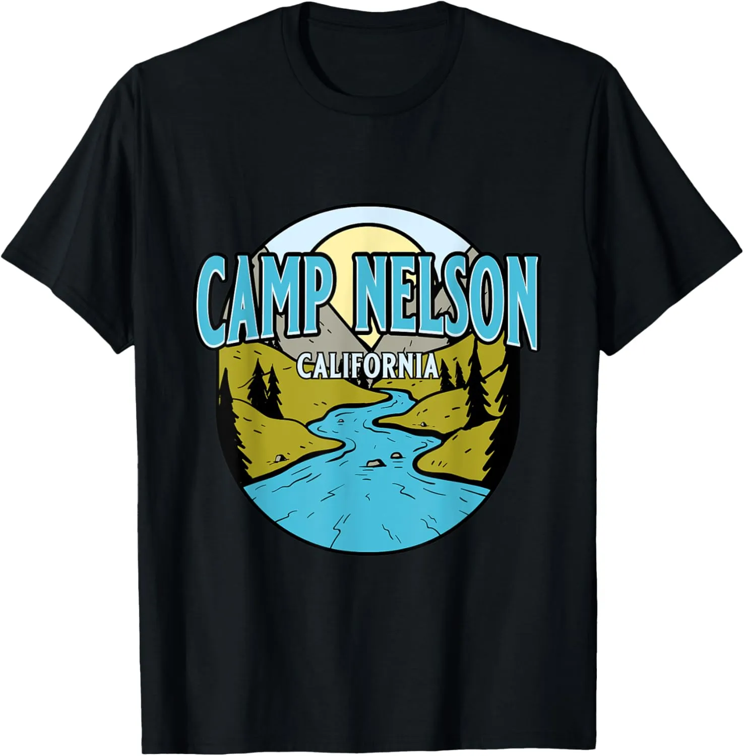 Vintage Camp Nelson, California River Valley Souvenir Print T-Shirt