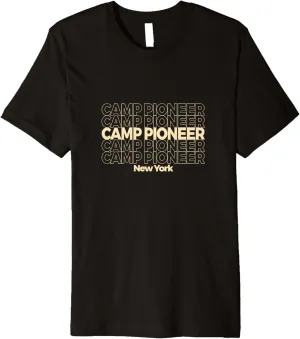 Vintage Camp Pioneer, New York Repeating Text Premium T-Shirt