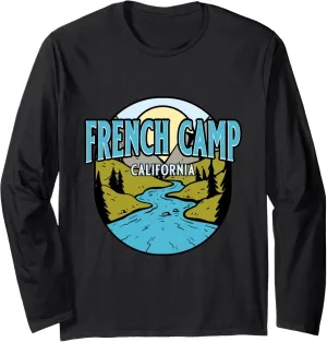 Vintage French Camp, California River Valley Souvenir Print Long Sleeve T-Shirt