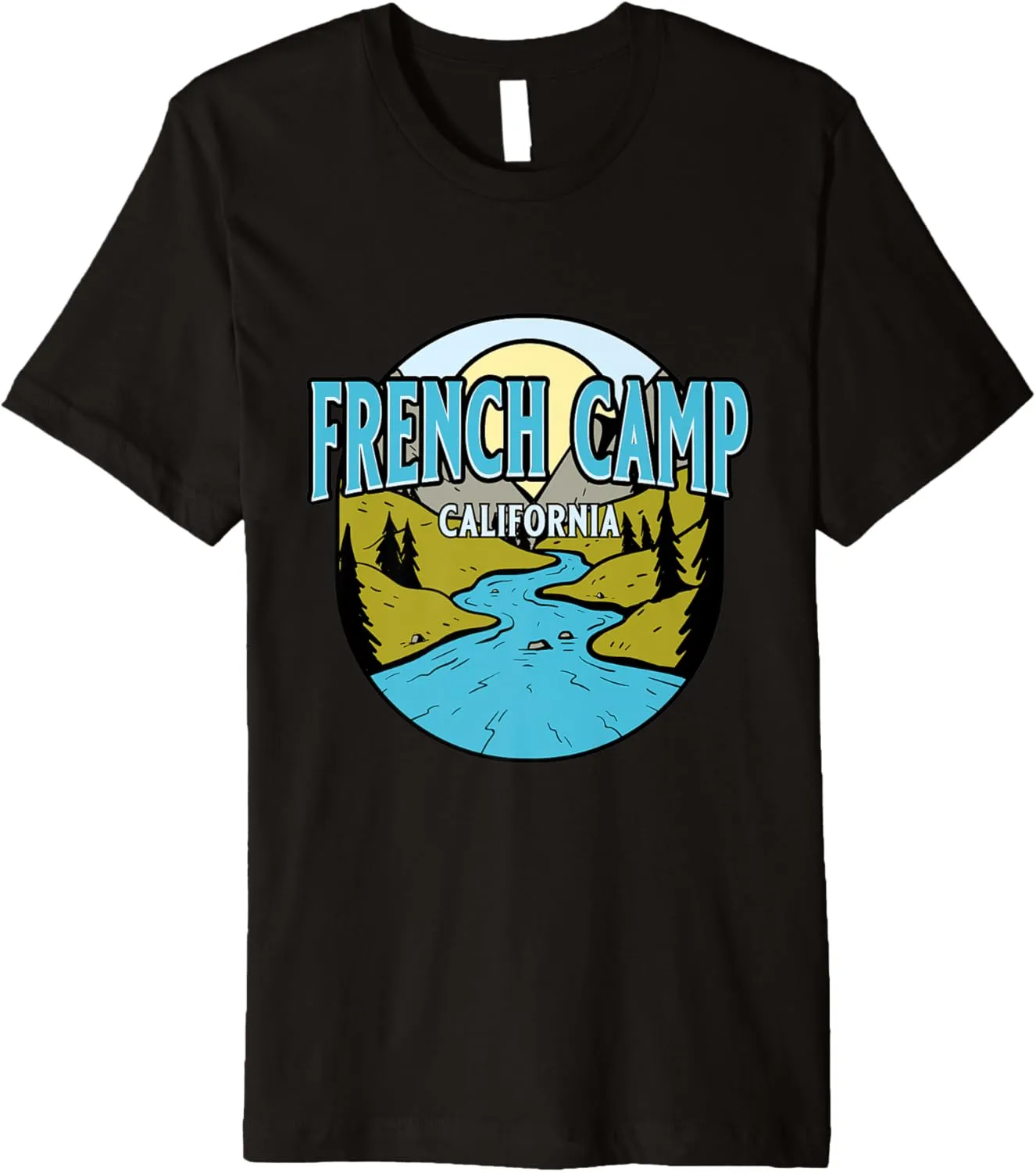Vintage French Camp, California River Valley Souvenir Print Premium T-Shirt