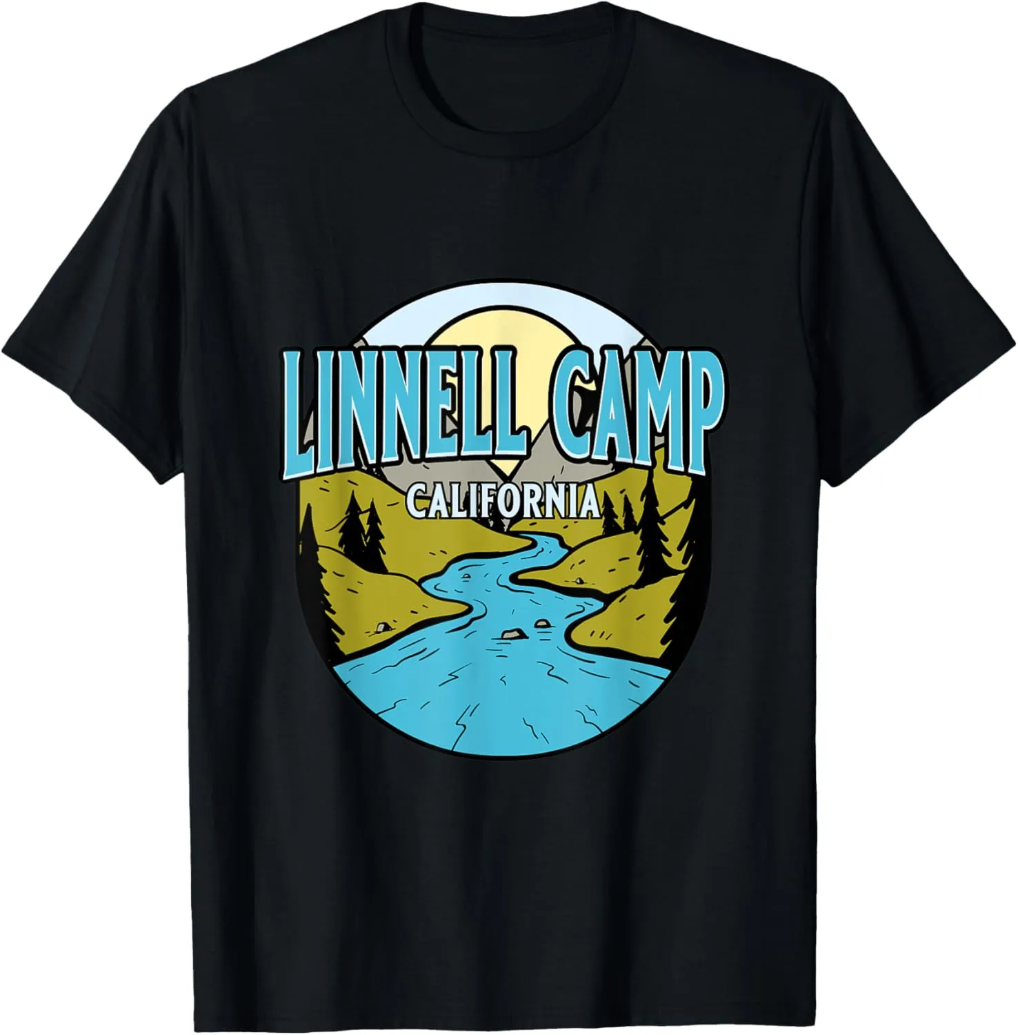 Vintage Linnell Camp, California River Valley Souvenir Print T-Shirt
