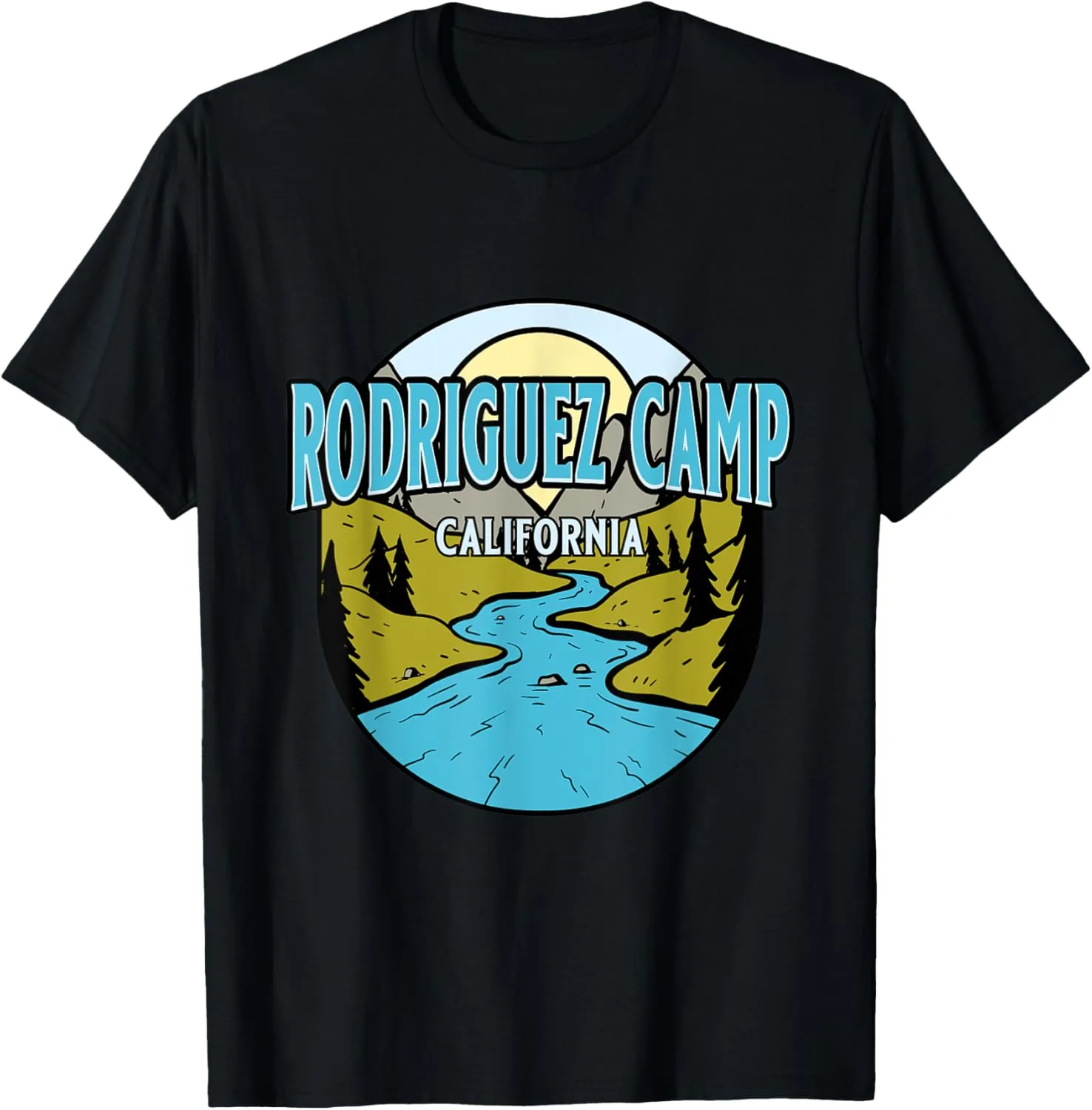 Vintage Rodriguez Camp, California River Valley Print T-Shirt