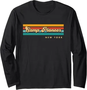Vintage Sunset Stripes Camp Pioneer, New York Long Sleeve T-Shirt
