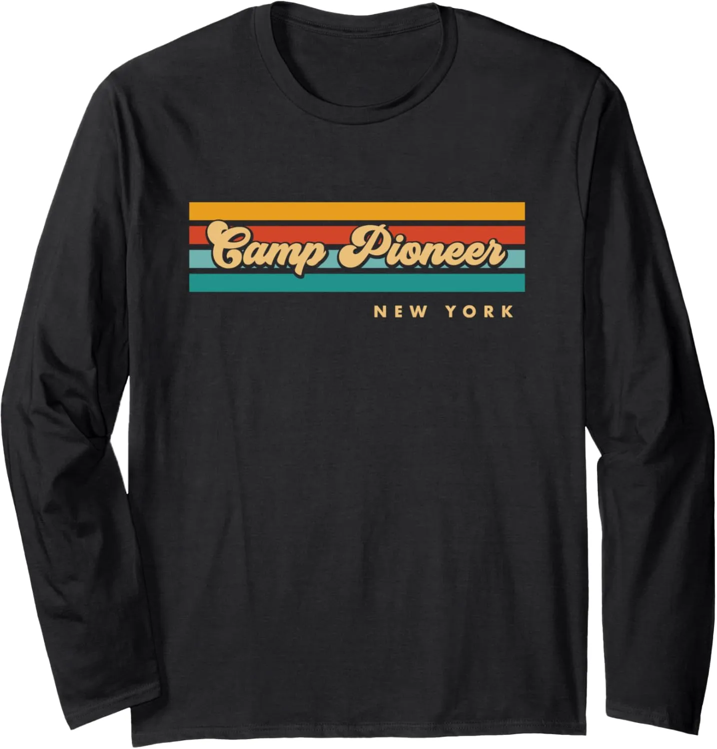 Vintage Sunset Stripes Camp Pioneer, New York Long Sleeve T-Shirt
