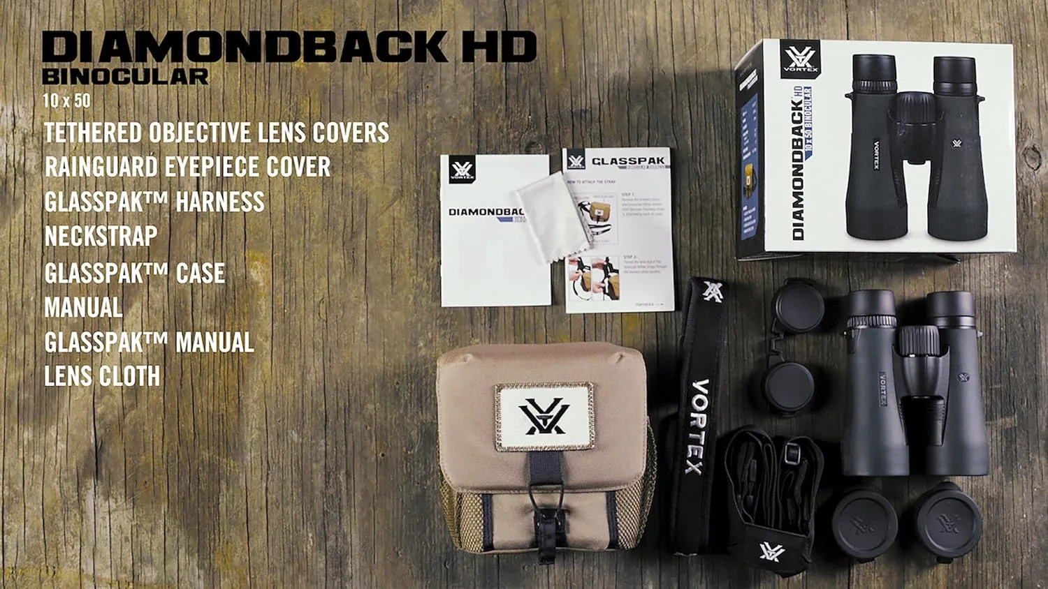 Vortex Optics Diamondback HD 10x50 Binoculars - HD Optical System, Non-slip Grip, Waterproof, Fogproof, Shockproof, Included GlassPak - Unlimited, Unconditional Warranty