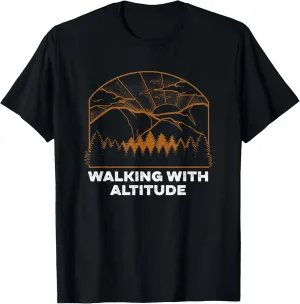 Walking with Altitude Camping Mountain Camper Summit Hiking T-Shirt