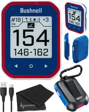 Wearable4U - Bushnell Phantom 3 GPS Rangefinder Blue with BITE Magnetic Mount and GreenView with Lens Cleaning Cloth Bundle