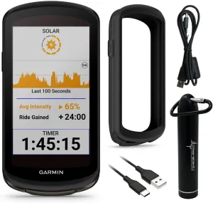 Wearable4U - Garmin Edge 1040 GPS Cycling Computer with Solar Charging Capabilities, On and Off-Road with E-Bank Bundle