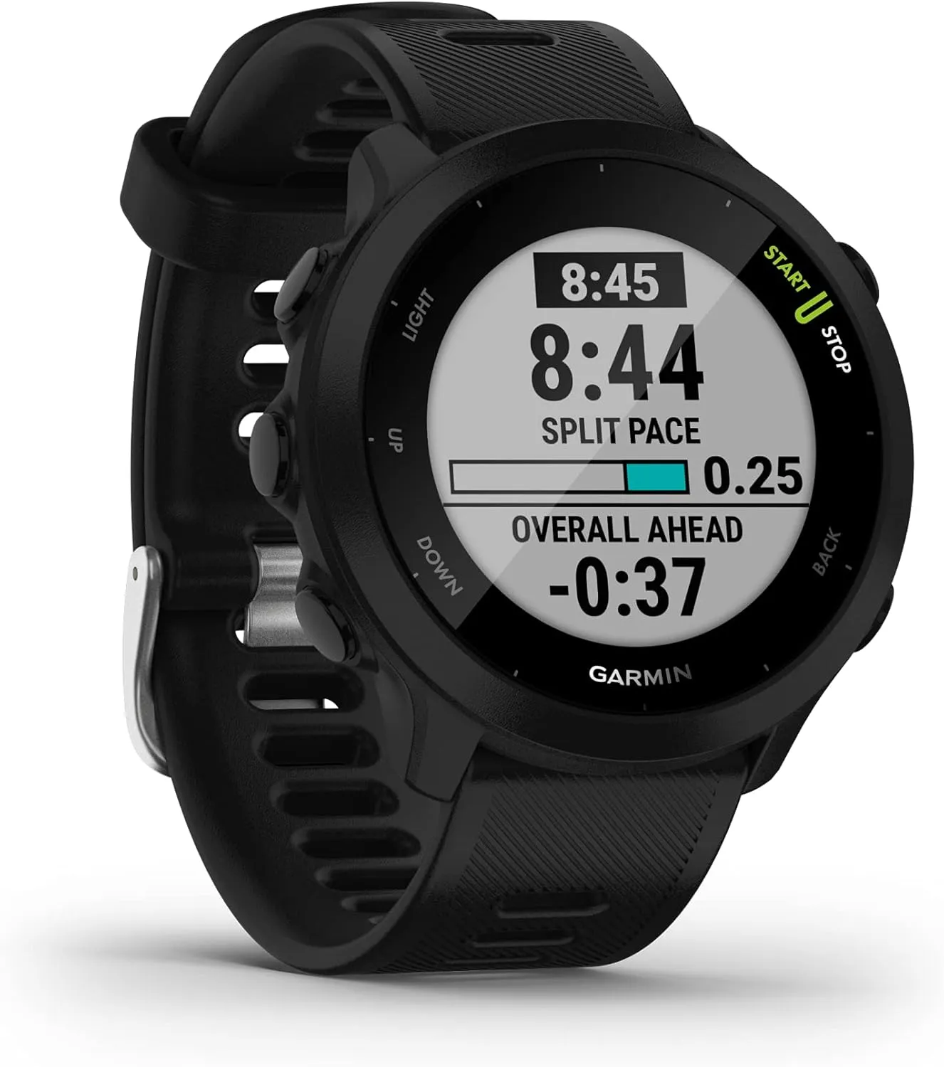Wearable4U Garmin Forerunner 55 GPS Running 42 mm Watch with Daily Suggested Workouts, Black Black Earbuds Power Bundle