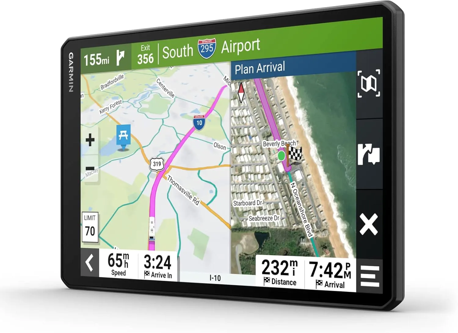 Wearable4U - Garmin RV 1095 GPS Navigator, Extra-Large 10 in Display in Landscape or Portrait Mode, Custom RV Routing, High-Resolution Birdseye Satellite Imagery and Power Pack Bundle