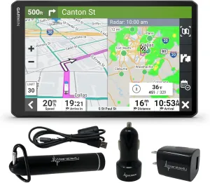 Wearable4U - Garmin RV 1095 GPS Navigator, Extra-Large 10 in Display in Landscape or Portrait Mode, Custom RV Routing, High-Resolution Birdseye Satellite Imagery and Power Pack Bundle