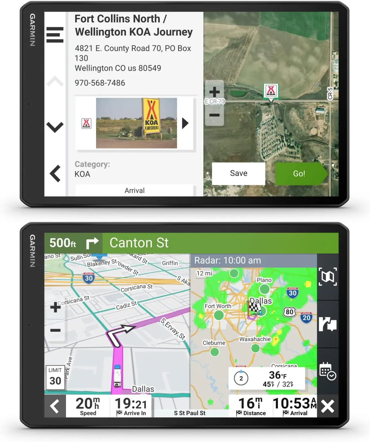 Wearable4U - Garmin RV 1095 GPS Navigator, Extra-Large 10 in Display in Landscape or Portrait Mode, Custom RV Routing, High-Resolution Birdseye Satellite Imagery and Power Pack Bundle