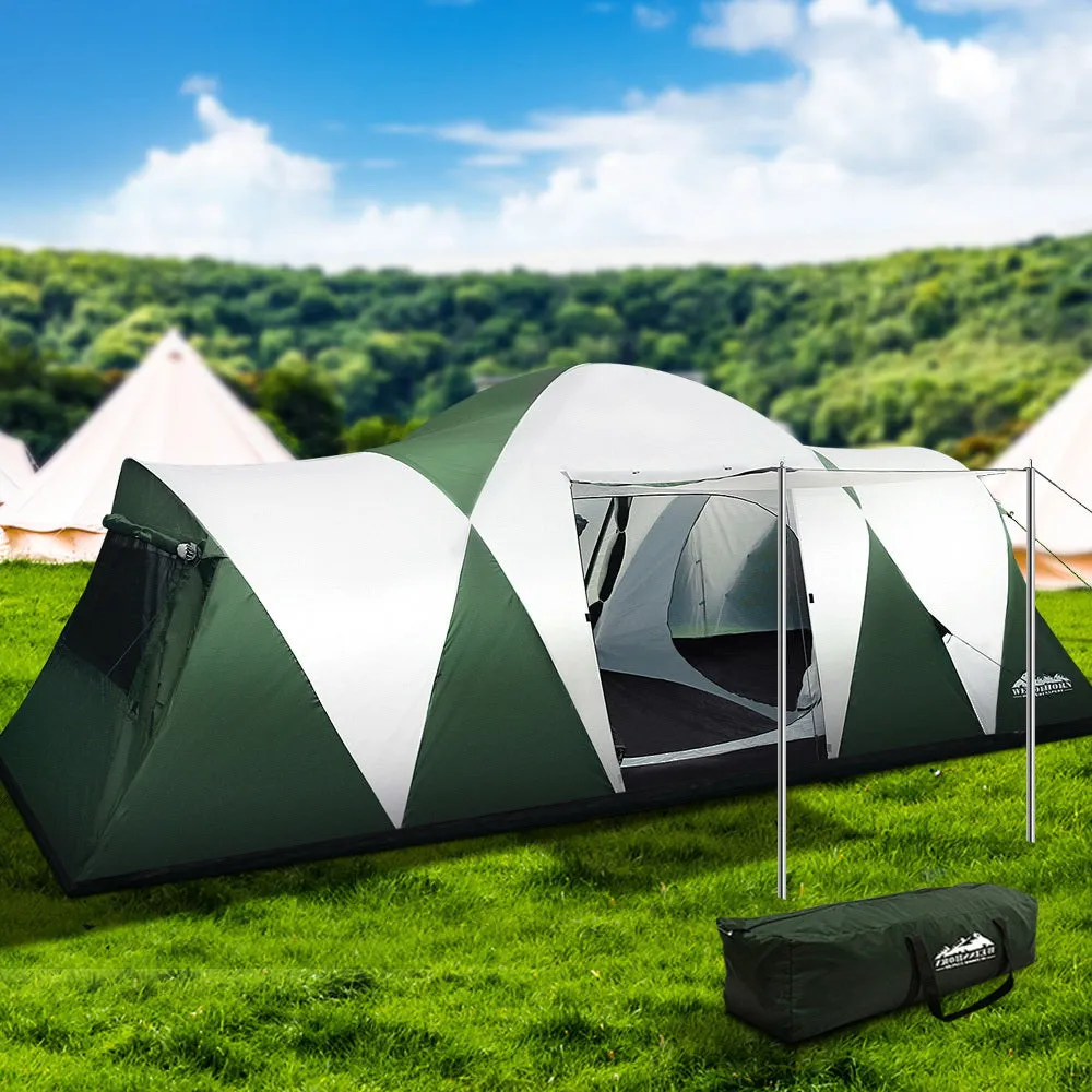 Weisshorn Family Camping Tent 12 Person Hiking Beach Tents (3 Rooms) Green-VIC_Rural