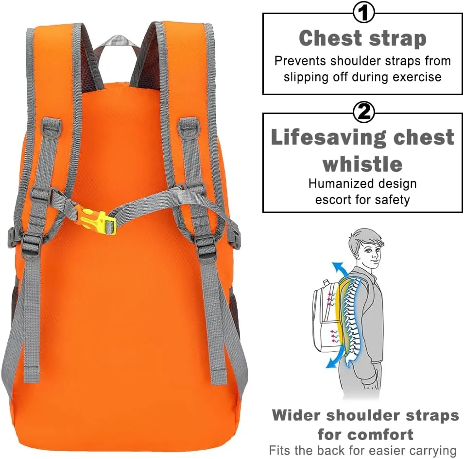 WEREWOLVES 20/35L Lightweight Hiking Backpack, Ultralight Water Resistant Packable Daypack for Women Men