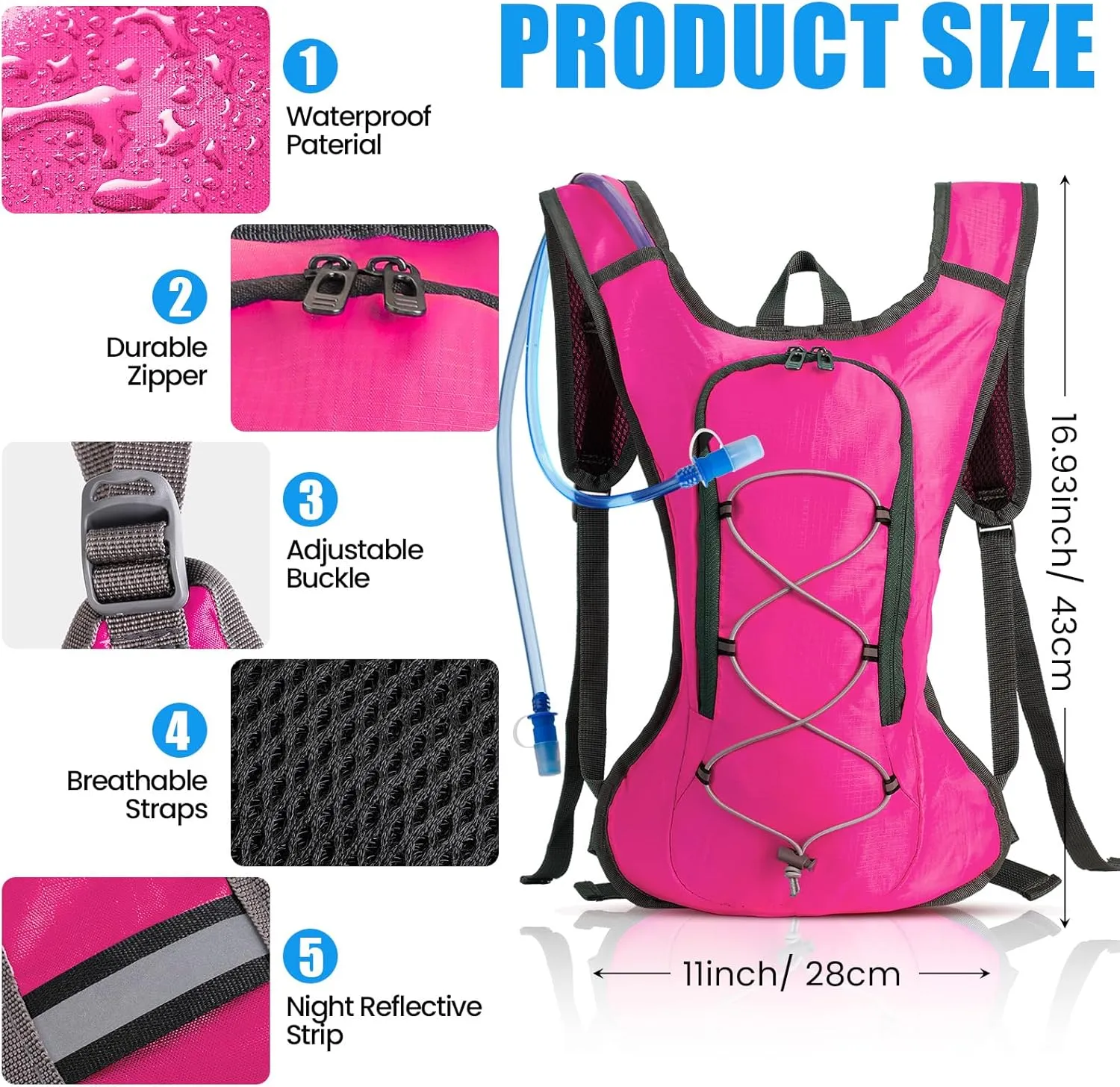 Wesiti 2 Pack Hydration Backpack Pack with 2 Pcs 2L Hydration Bladder Hiking Backpack Bladder for Hiking Cycling Climbing